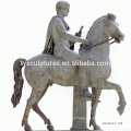 western style famous city garden decoration stone marble horse with ridding man for park piazza